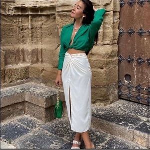 Zara Satin Effect Skirt with Knot